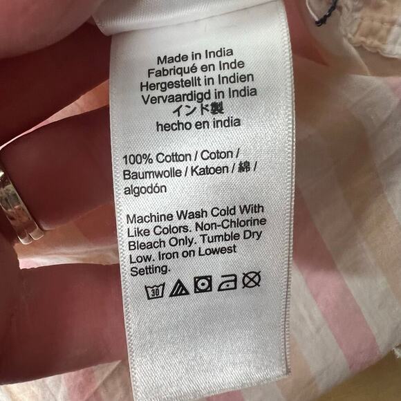 J. Crew women's Soft Pink Striped Camp Shirt Short Sleeve Button Up Plus Size 18 - Picture 7 of 8